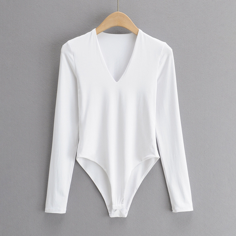 Body de vară cu decolteu în V adânc pentru femei, cu mânecă lungă, salopetă bodycon, costume sexy de epocă, pentru femei, cu mâneci lungi