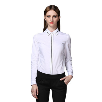 Body cu mânecă lungă în dungi Femei Office Lady Work Bluză albă Cămașă formală Body de primăvară Salopetă de toamnă 2021 Salopete