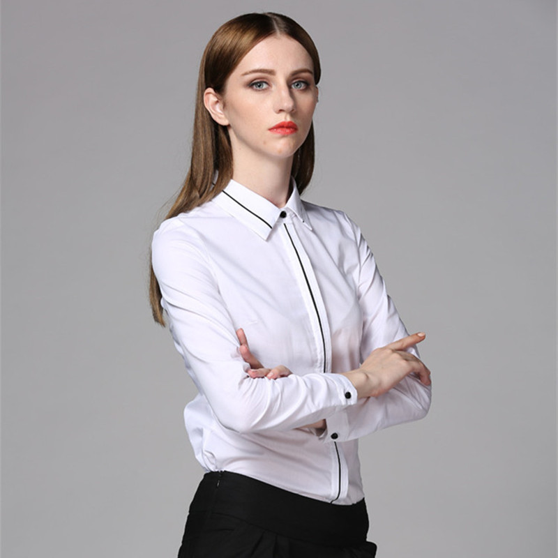 Body cu mânecă lungă în dungi Femei Office Lady Work Bluză albă Cămașă formală Body de primăvară Salopetă de toamnă 2021 Salopete