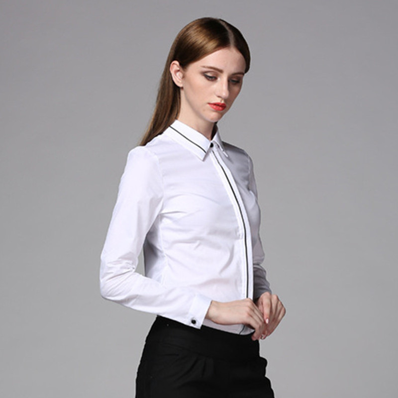 Body cu mânecă lungă în dungi Femei Office Lady Work Bluză albă Cămașă formală Body de primăvară Salopetă de toamnă 2021 Salopete