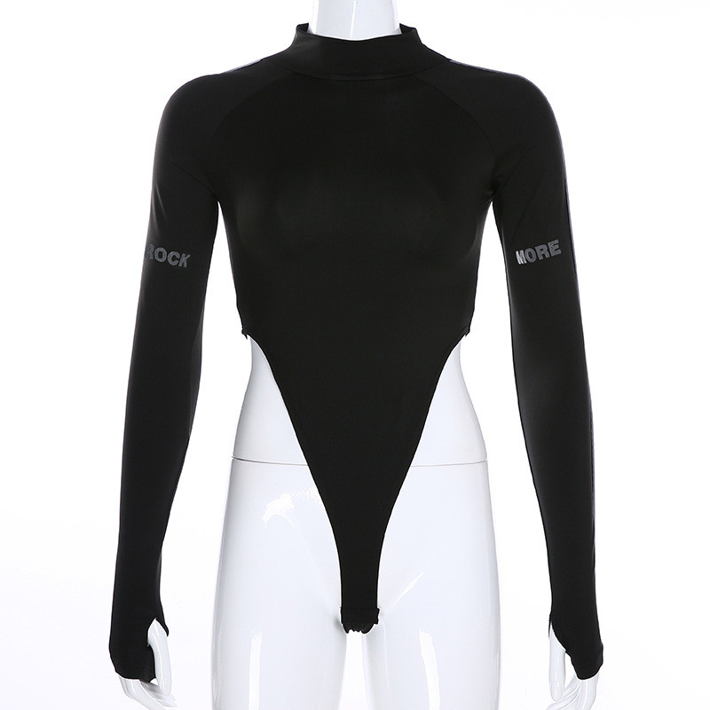 2020, toamnă iarnă, menține-te cald, subțire, cu gât roșu, cu litere reflectorizante, salopete, pentru femei, cu mânecă lungă, cu crotch deschis, transparent