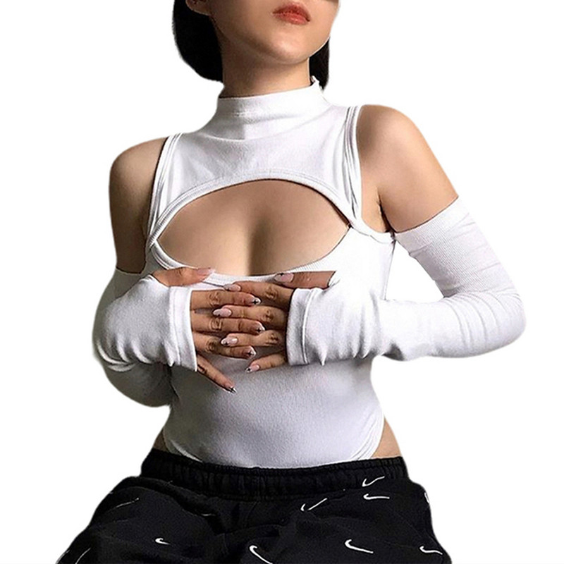 Body sexy cu scobitură pentru femei, cu mânecă lungă, cu umăr rece, solid, slim, subțire, pentru petrecere, la modă, vintage, salopete de stradă