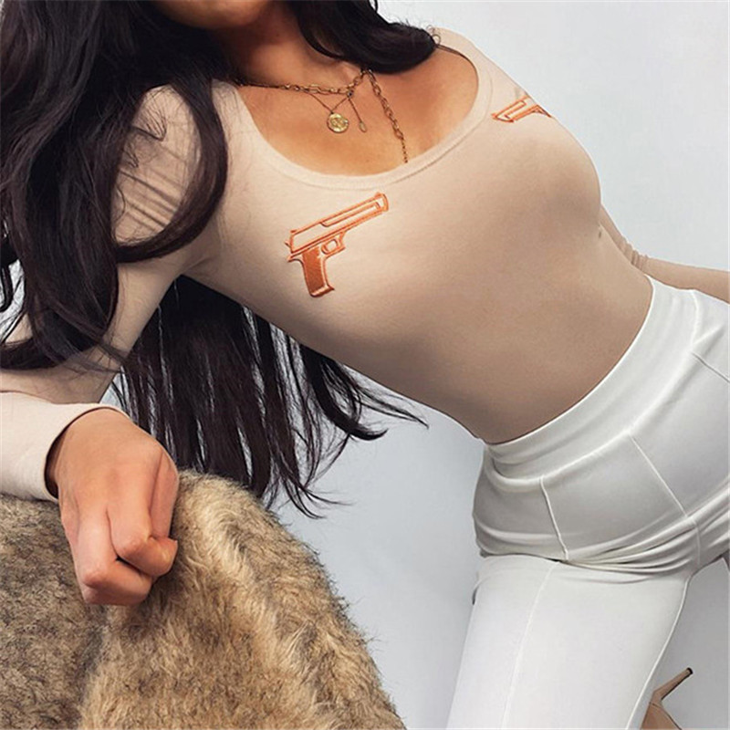 Κέντημα Skinny Sexy Elegant Bodycon Γυναικείο Stretchy Bodycon μακρυμάνικο casual Slim Streetwear Γυναικείο ολόσωμο σπορ στολή