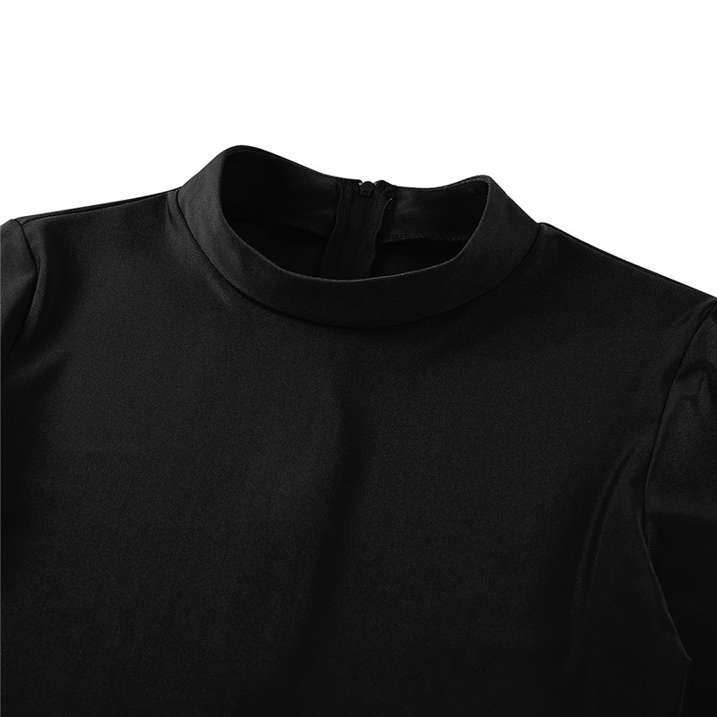 freebily Body de culoare uni sexy cu gât roscat Skinny Body Femei 2019 Nou Toamnă Iarnă Menține cald Body cu mânecă lungă Body transparent