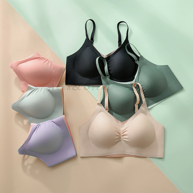 Lenjerie de corp subțire de vară fără sudură pentru femei, două culori, care se potrivesc, cu spatele frumos, fără inel de oțel, sutien sexy, confortabil, respirabil