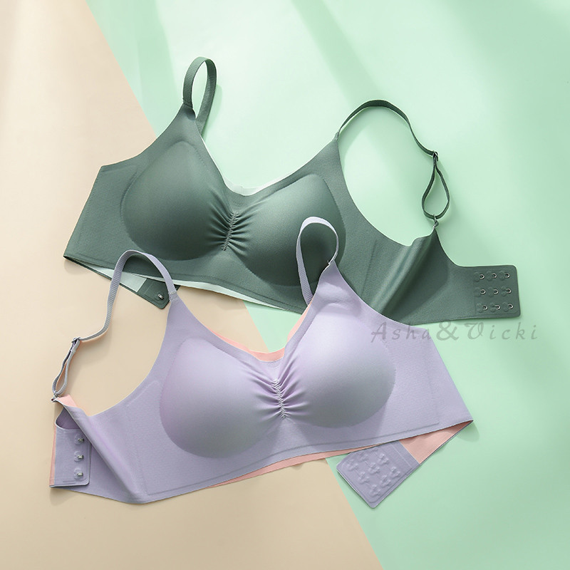 Lenjerie de corp subțire de vară fără sudură pentru femei, două culori, care se potrivesc, cu spatele frumos, fără inel de oțel, sutien sexy, confortabil, respirabil