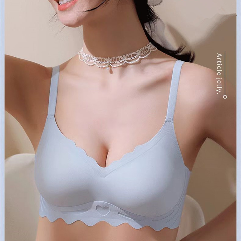 Σέξι χωρίς ραφές γυναικεία εσώρουχα λεπτής διατομής Μικρό στήθος μαζεμένο χωρίς ατσάλινο δαχτυλίδι που δείχνει μικρό γυναικείο άνετο σουτιέν ύπνου