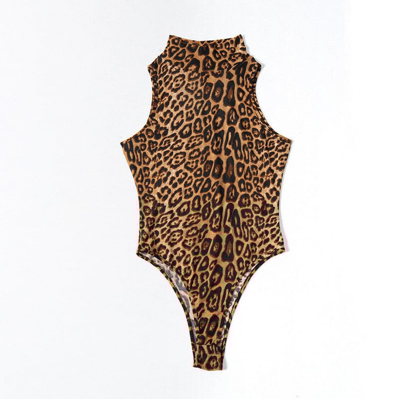 Body cu leopard sexy pentru femei 2019 Salopete fără mâneci cu gât roșu Salopete de stradă în stil englezesc Fete cool haine minunate