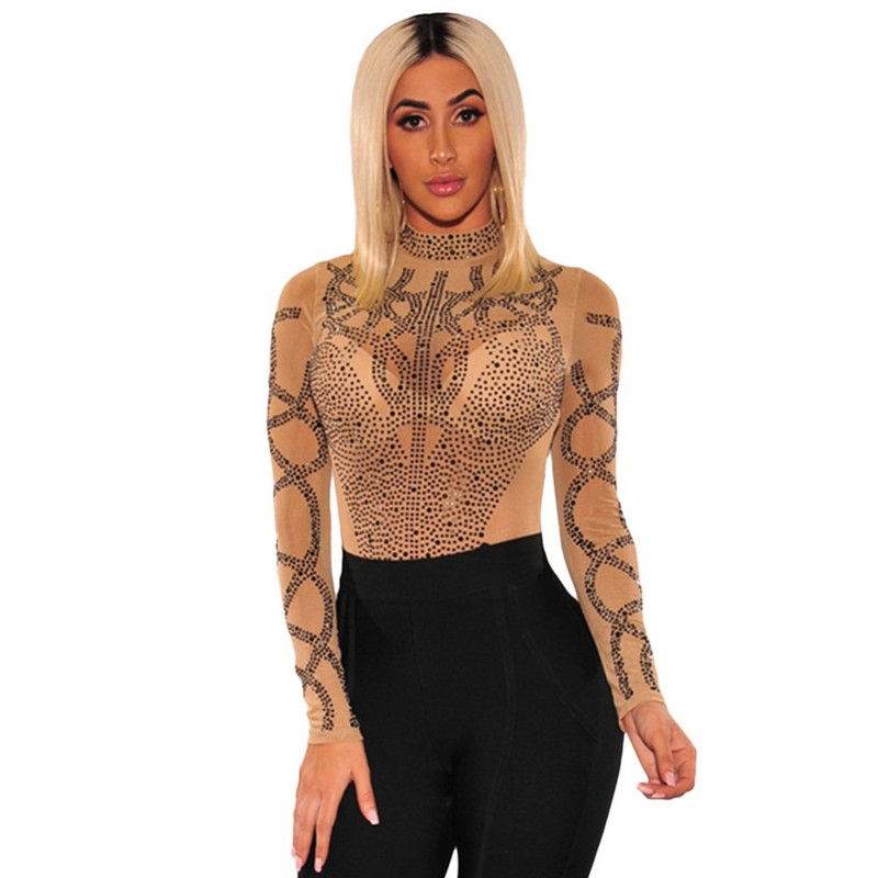 Sexy Femei Dantela Body Salopete Femei Vara Cele mai Ieftine Doamne Salopete Playsuits F0042 Maneca lunga cu strasuri 2 Culori