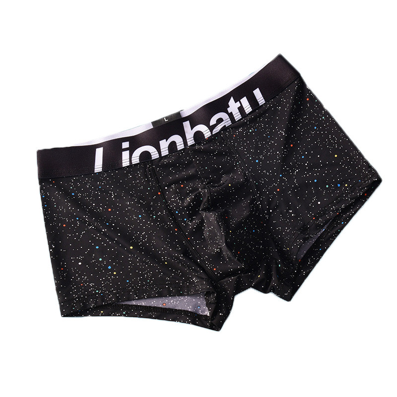 Lenjerie de corp boxer pentru bărbați, tipărire, chiloți ultra-subțiri pentru bărbați, chiloți respirabili, fără sudură, pantaloni scurți de lenjerie de corp din mătase de gheață cu uscare rapidă