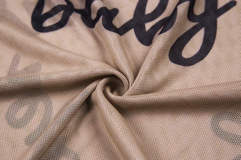 Καλοκαιρινό σέξι γράμμα εκτύπωσης 2021 Φορμάκια με διαφανή διχτυωτό μακρυμάνικο See Through Baby Bodycon Rompers Γυναικείες φόρμες