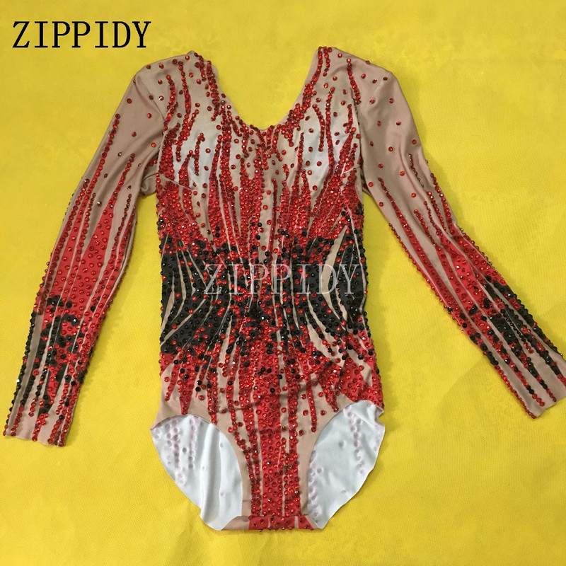 Säravmust-punased rhinestones seksikas body Full Stones ühes tükis laulja tantsukostüüm ööklubi balliõhtu sünnipäeva tähistamine trikood