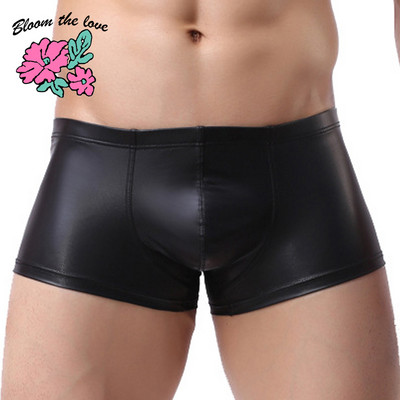 [Bloom the love] Boksačice Muško donje rublje Sexy Night Club Kožne muške bokserice Cuecas Masculina donje gaće Boxershorts Muška veličina M-2XL