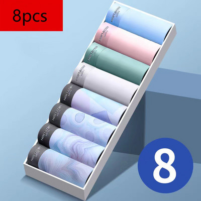 8/buc/lot pantaloni scurți boxer pentru bărbați, respirabili, confortabili, lenjerie de corp pentru bărbați, talie mijlocie, antibacterian, mătase de gheață, chiloți de calitate pentru bărbați