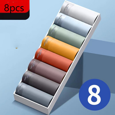8/buc/lot pantaloni scurți boxer pentru bărbați, respirabili, confortabili, lenjerie de corp pentru bărbați, talie mijlocie, antibacterian, mătase de gheață, chiloți de calitate pentru bărbați