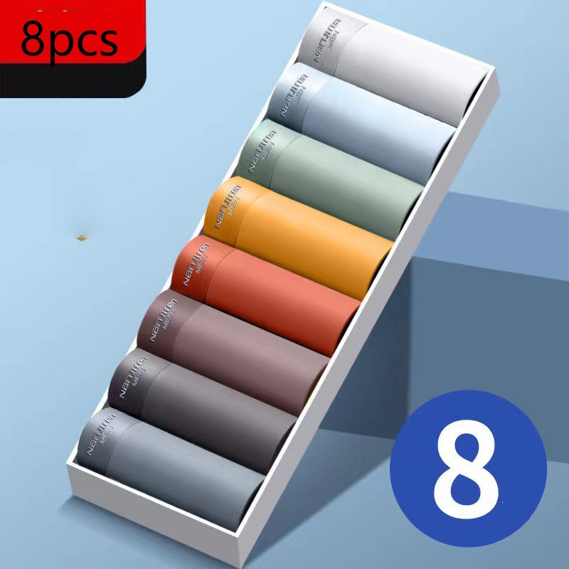 8/buc/lot pantaloni scurți boxer pentru bărbați, respirabili, confortabili, lenjerie de corp pentru bărbați, talie mijlocie, antibacterian, mătase de gheață, chiloți de calitate pentru bărbați