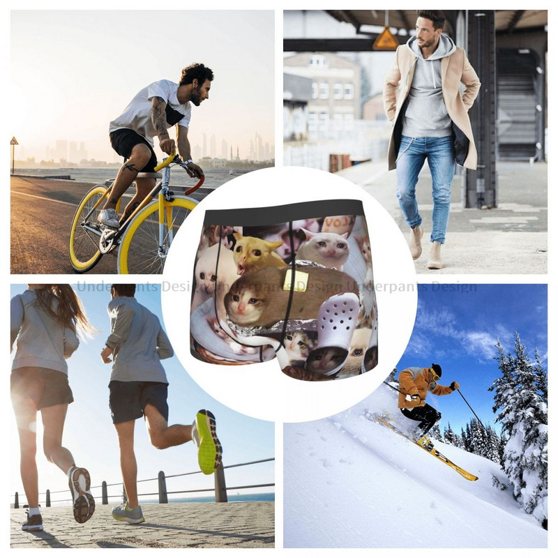 Crying Cat Memes Σώβρακο Homme Εσώρουχα Ανδρικά εσώρουχα Σορτς μπόξερ