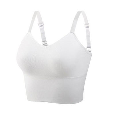 Top pentru femei cu sutien Crop Topuri de culoare solidă Camolă Sutiene fără mâneci Sutien fără fir Lenjerie de corp casual pentru femei Bralette Vest