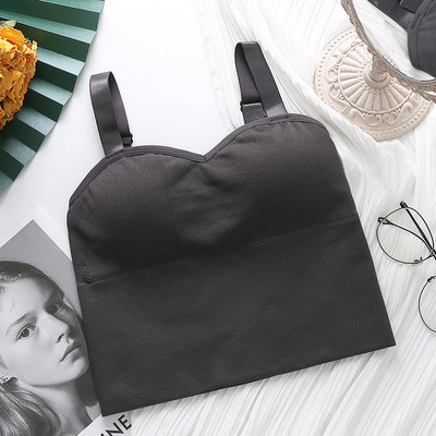 Top pentru femei cu sutien Crop Topuri de culoare solidă Camolă Sutiene fără mâneci Sutien fără fir Lenjerie de corp casual pentru femei Bralette Vest