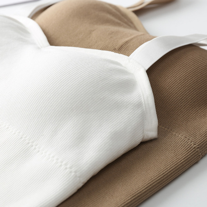 Top pentru femei cu sutien Crop Topuri de culoare solidă Camolă Sutiene fără mâneci Sutien fără fir Lenjerie de corp casual pentru femei Bralette Vest