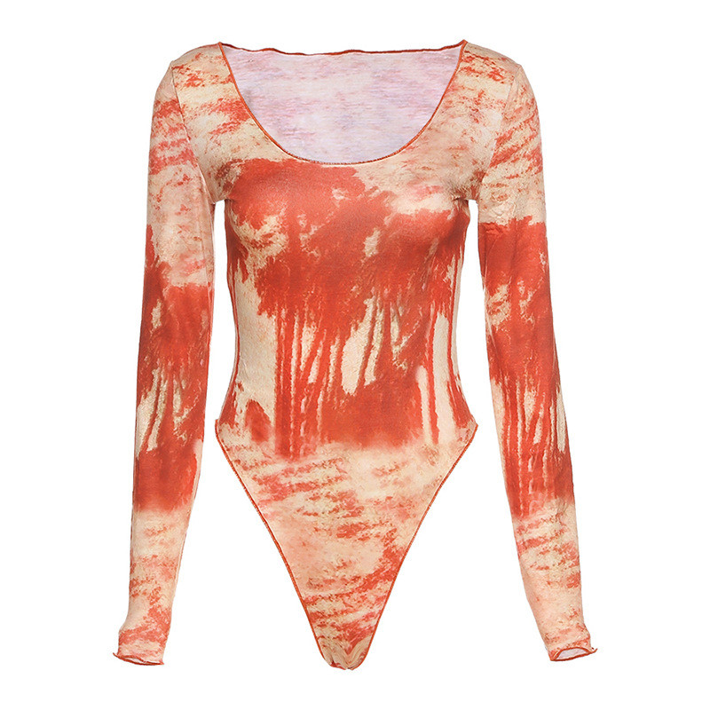OMJ 2020 Jesen Zima Ležerne hlače Ženski kombinezon Modni print Tie Dye dugih rukava Seksi plašt bodi gornji dio Party Clubwear