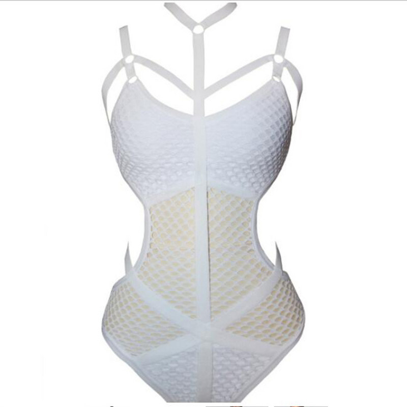 BKLD 2020 naiste võrgust body Seksikas õõnsa rihmaga Bodycon Black Party Club Naiste seljataga bodid Suveriided naistele