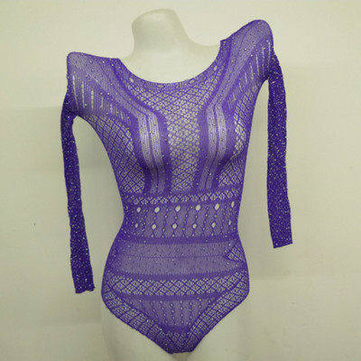 OMSJ, 2020, pentru femei, cu mânecă lungă, cu diamante, body body, costum de club, salopetă cu sclipici, salopetă din plasă, body transparent