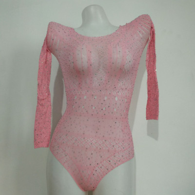 OMSJ, 2020, pentru femei, cu mânecă lungă, cu diamante, body body, costum de club, salopetă cu sclipici, salopetă din plasă, body transparent