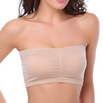 Sünkroniseeriv A2 rinnaümbris Shouderless Crop Top Olkaimeta torust rinnahoidja Eemaldatav polsterdatud õmblusteta suvepesu rinnahoidja kahekihiline