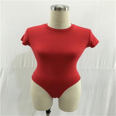 Adogirl ženski jednobojni uski bodi kratkih rukava Elegantan kratki ženski kombinezon s okruglim izrezom Romper Body Gornja odjeća Ženski kombinezoni