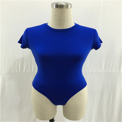 Adogirl ženski jednobojni uski bodi kratkih rukava Elegantan kratki ženski kombinezon s okruglim izrezom Romper Body Gornja odjeća Ženski kombinezoni