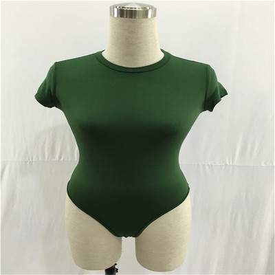 Adogirl ženski jednobojni uski bodi kratkih rukava Elegantan kratki ženski kombinezon s okruglim izrezom Romper Body Gornja odjeća Ženski kombinezoni