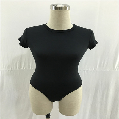 Adogirl ženski jednobojni uski bodi kratkih rukava Elegantan kratki ženski kombinezon s okruglim izrezom Romper Body Gornja odjeća Ženski kombinezoni