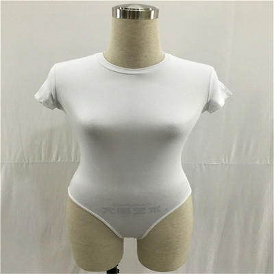 Adogirl ženski jednobojni uski bodi kratkih rukava Elegantan kratki ženski kombinezon s okruglim izrezom Romper Body Gornja odjeća Ženski kombinezoni