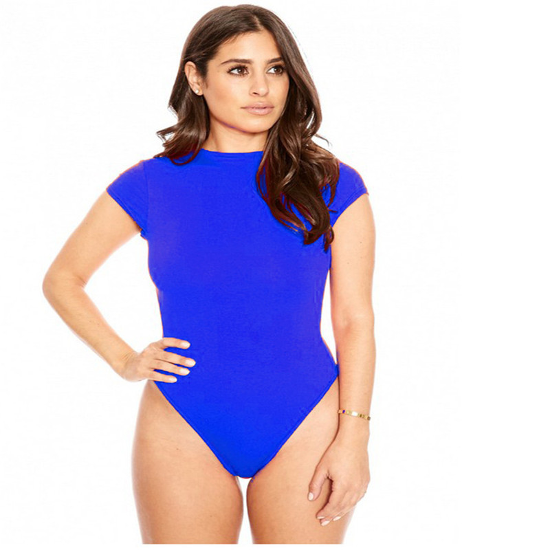 Adogirl ženski jednobojni uski bodi kratkih rukava Elegantan kratki ženski kombinezon s okruglim izrezom Romper Body Gornja odjeća Ženski kombinezoni