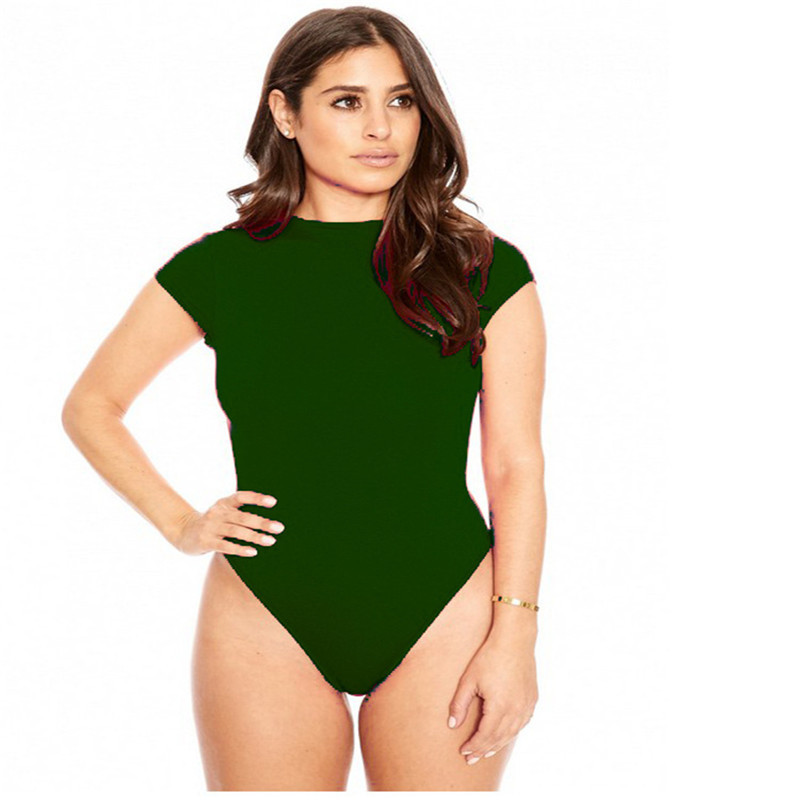 Adogirl ženski jednobojni uski bodi kratkih rukava Elegantan kratki ženski kombinezon s okruglim izrezom Romper Body Gornja odjeća Ženski kombinezoni