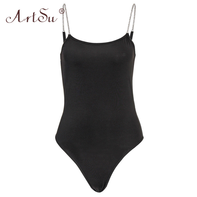 ArtSu, cu bretele cu margele cu diamante, body sexy la modă, topuri pentru femei, pentru petrecere în club, body fără spate, barcel pentru femei, negru, alb 2020