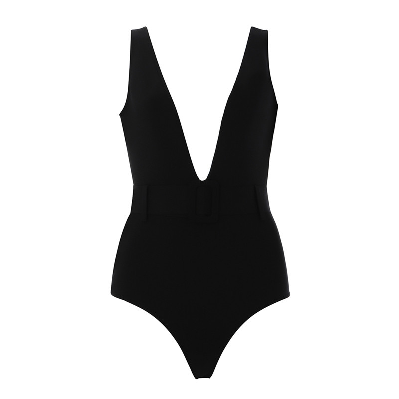 Alb Negru Nou Sosire Tanc Decolteu în V Fără spate Body pentru femei celebritate Bikini de plajă Body de vară