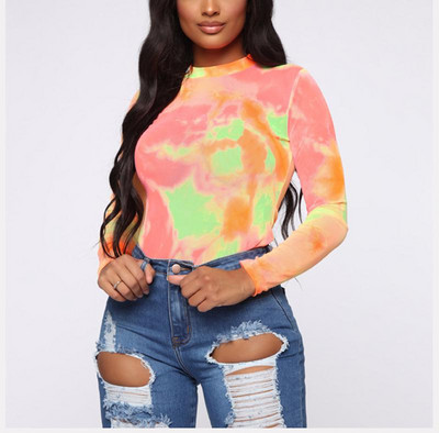 Body sexy pentru femei de iarnă 2019, colorat, imprimat, cu mânecă lungă, pentru petrecere, pentru club, Body pentru femei, salopetă scurtă