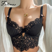 Felinus Prantsuse luksus tikandid rinnahoidja komplekt Push Up pits rinnahoidja püksid või stringid aluspesu komplekt Seksikas õõnsad rinnahoidjad Intiimsed