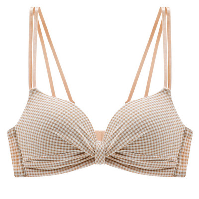 Γυναικεία εσώρουχα μικρού στήθους Sexy Gather Ασύρματο Push Up σουτιέν CuteLadies Brassiere καρό σουτιέν με πλάτη ροζ εσώρουχα για γυναίκες
