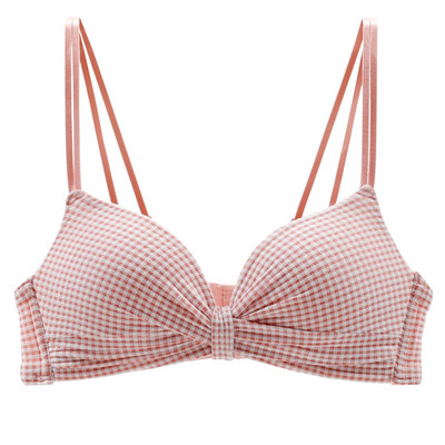 Γυναικεία εσώρουχα μικρού στήθους Sexy Gather Ασύρματο Push Up σουτιέν CuteLadies Brassiere καρό σουτιέν με πλάτη ροζ εσώρουχα για γυναίκες