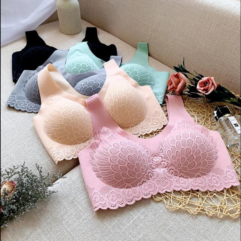 Naiste rinnahoidja pits õmblusteta seksikas 4X BH suures suuruses Push Up aluspesu vest mantel Uus hingav mugav täisrinnahoidja koos moega