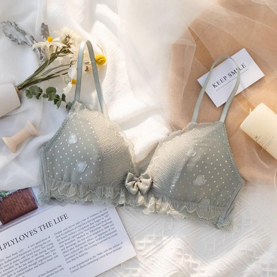 Culoare albastru deschis Sutien Push Up Confortabil, fără fir, fără sudură, fără inel de oțel, lenjerie pentru femei, curea de umăr nedetașabilă Sutiene noi