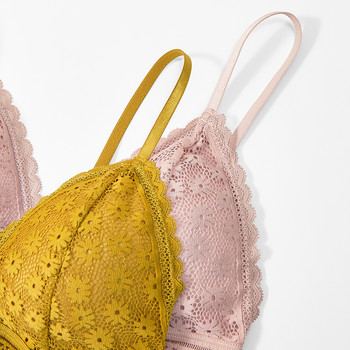 Bleuquee френски стил Bralette Безшевен дълбок V дантелен сутиен Безжично тънко бельо Секси бельо Меки Push Up сутиени за жени Hot
