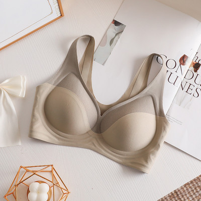 Triibuline värvus, kontrastsus, pehme tugi, õmblusteta vest naiste aluspesu, poolfikseeritud karpipadi, ilma terasrõngata, kokkupandud kõrge elastne naiste rinnahoidja