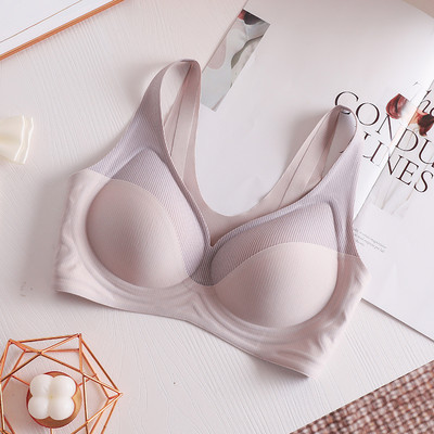 Triibuline värvus, kontrastsus, pehme tugi, õmblusteta vest naiste aluspesu, poolfikseeritud karpipadi, ilma terasrõngata, kokkupandud kõrge elastne naiste rinnahoidja