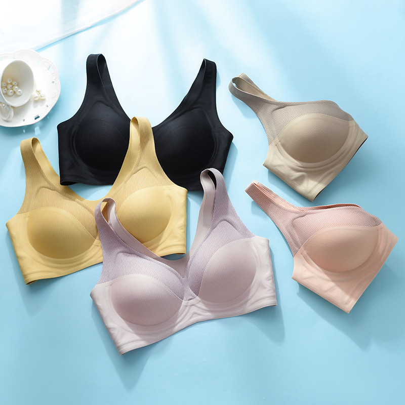 Triibuline värvus, kontrastsus, pehme tugi, õmblusteta vest naiste aluspesu, poolfikseeritud karpipadi, ilma terasrõngata, kokkupandud kõrge elastne naiste rinnahoidja
