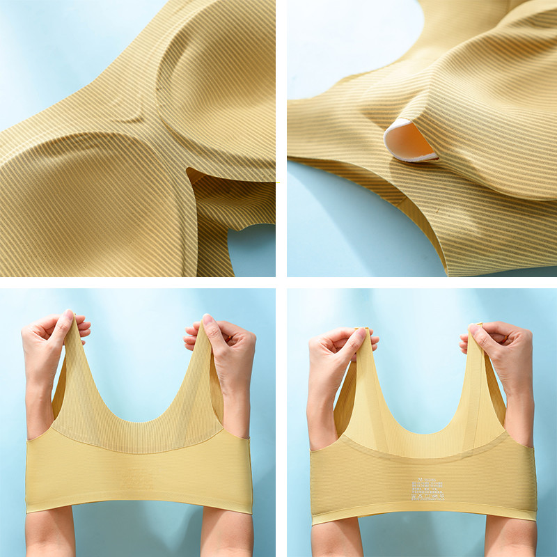 Triibuline värvus, kontrastsus, pehme tugi, õmblusteta vest naiste aluspesu, poolfikseeritud karpipadi, ilma terasrõngata, kokkupandud kõrge elastne naiste rinnahoidja