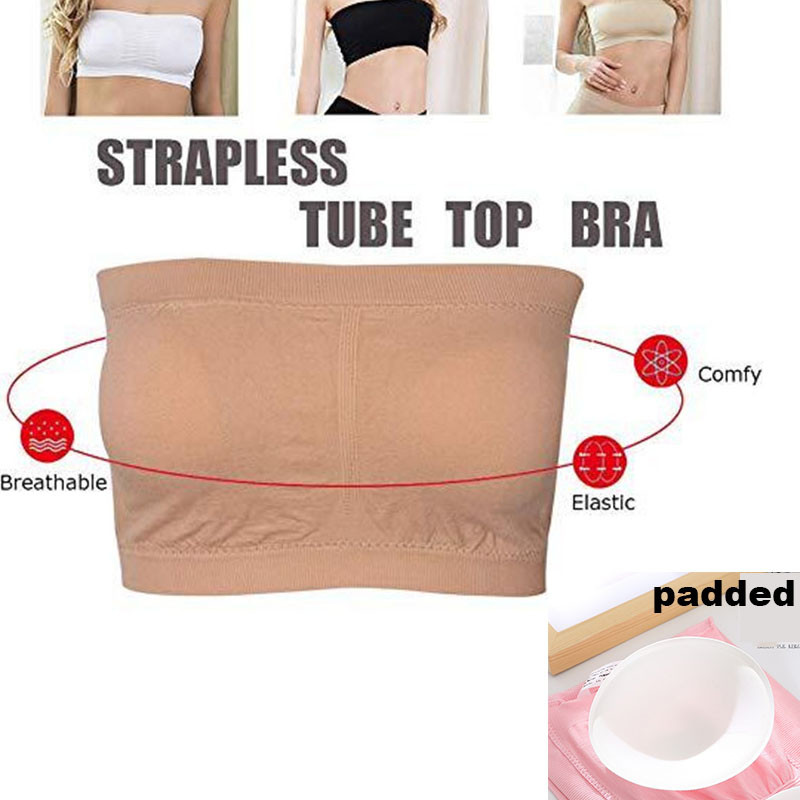 Naiste torust rinnahoidja õlapaelteta kahekihilised suures suuruses eemaldatavad polsterdatud ülemised venivad õmblusteta täiskattega nähtamatud bandeau rinnahoidjad